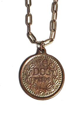 Isle of Man 1946 Dos Pesos coin charm necklace